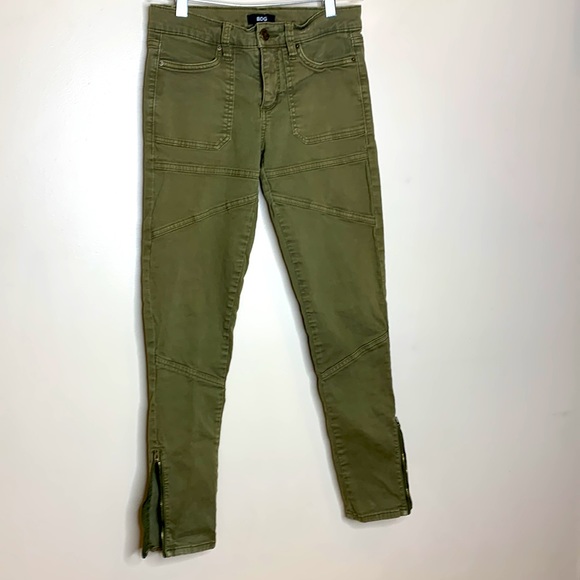 BDG | Moss Green Straight Moto Jeans | Skinny | Bottom Leg Zippers Size 26 - Picture 10 of 11